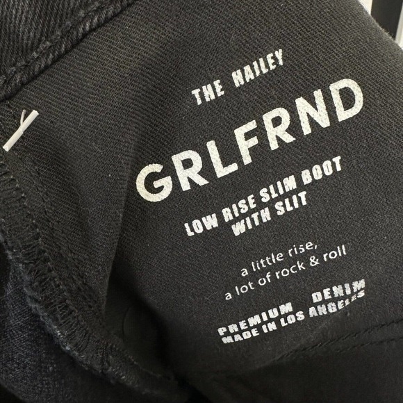 NWOT GRLFRND The Hailey Low Rise Boot Jeans Slit Hem Sunset Strip Black Size 27 - Picture 11 of 13
